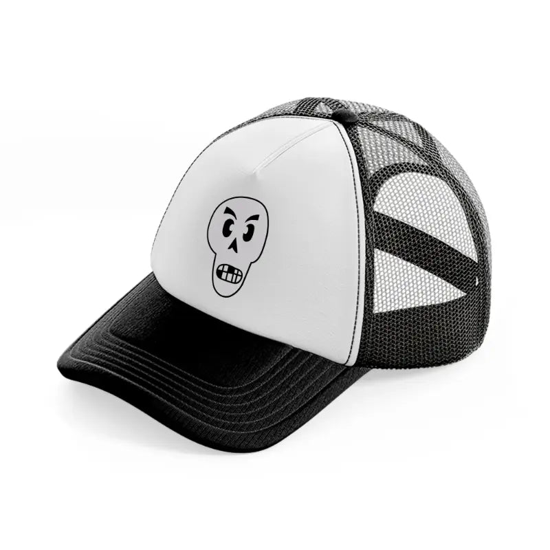angry skull-black-and-white-trucker-hat