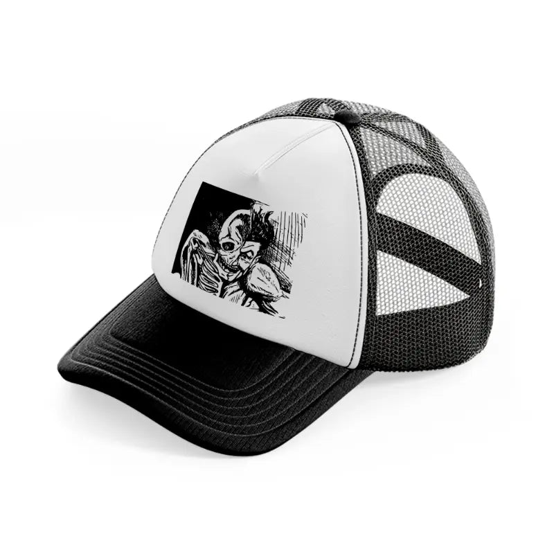 zombie joker-black-and-white-trucker-hat