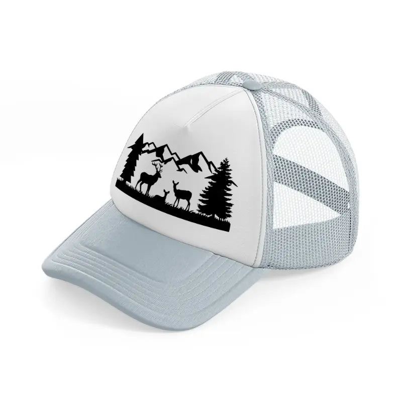 deer mountains-grey-trucker-hat