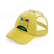 golfing cartoon gold trucker hat