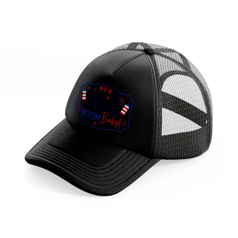 red white boom baby!-01-black-trucker-hat