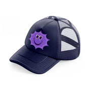 lavender smiley star-navy-blue-trucker-hat