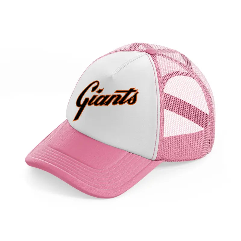 giants fan-pink-and-white-trucker-hat