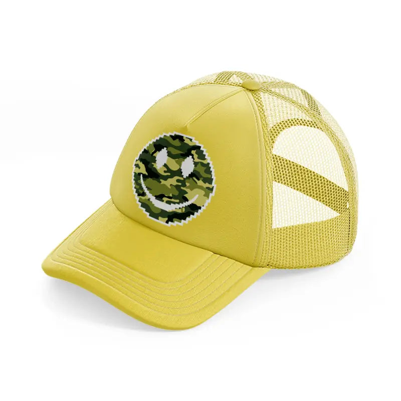 smiley face camo-gold-trucker-hat
