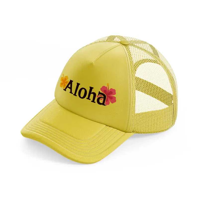 aloha floral-gold-trucker-hat