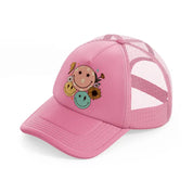 multiple smilies pink trucker hat