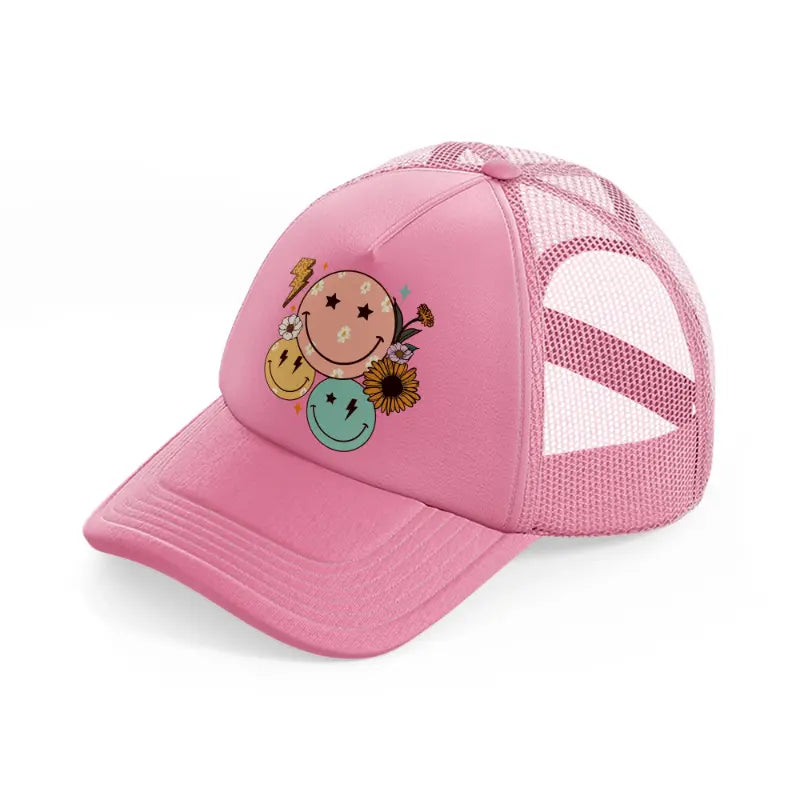 multiple smilies-pink-trucker-hat