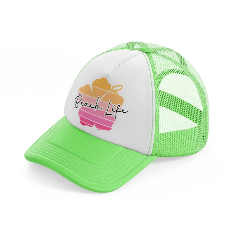 beach life hibiscus flower-lime-green-trucker-hat