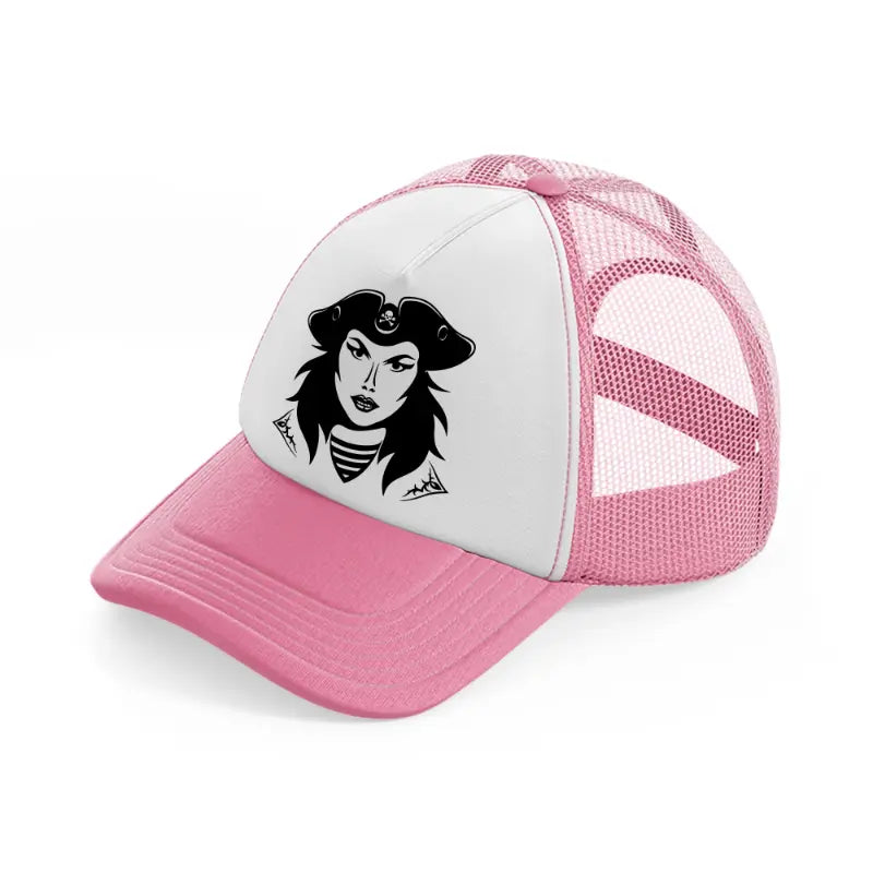 lady pirate-pink-and-white-trucker-hat