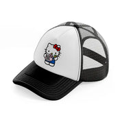 hello kitty camera black and white trucker hat