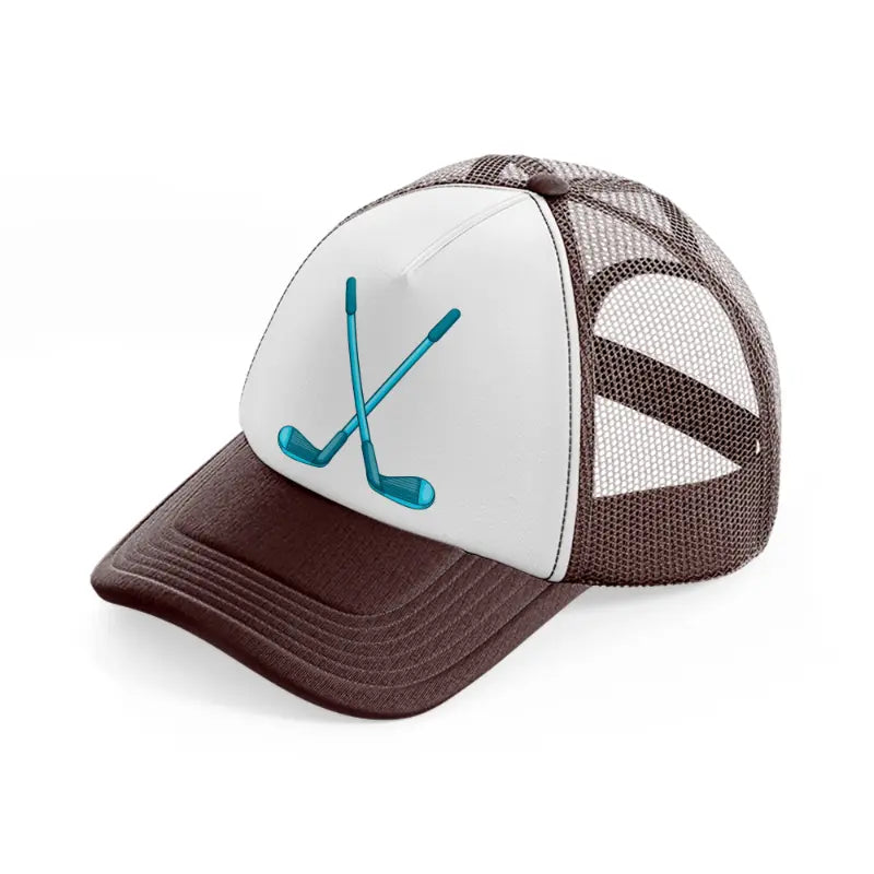 golf sticks blue-brown-trucker-hat