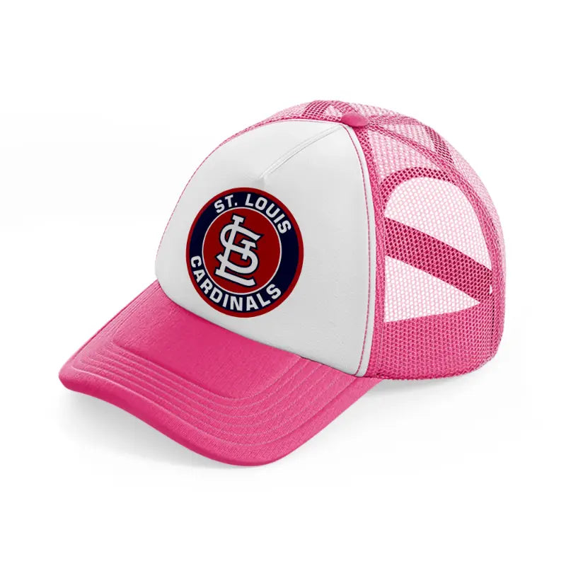 st louis cardinals badge-neon-pink-trucker-hat
