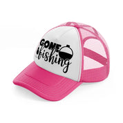 gone fishing transparent neon pink trucker hat