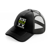 mini golf champion green black trucker hat