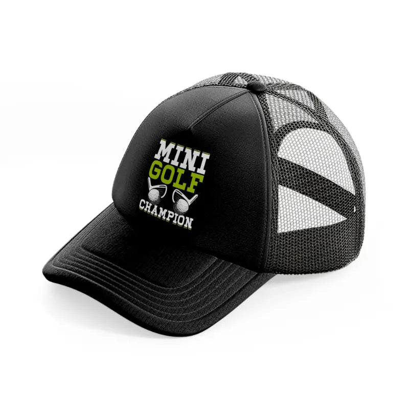 mini golf champion green black trucker hat