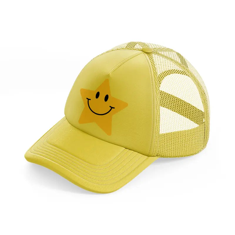 smiley face star gold trucker hat