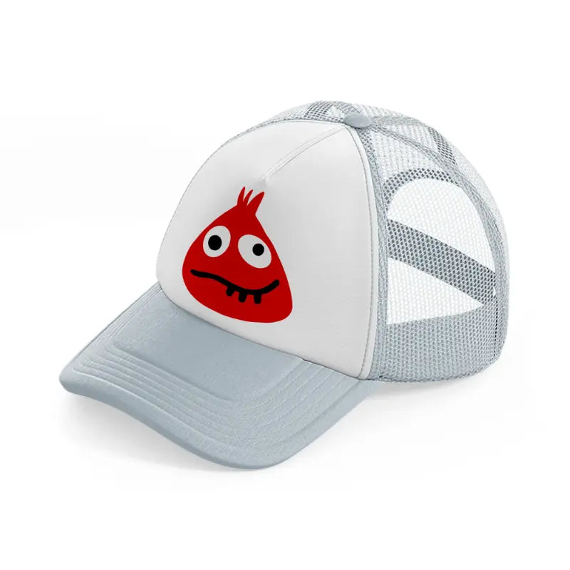 red monster-grey-trucker-hat