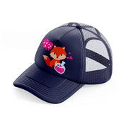 lovely fox navy blue trucker hat