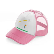 golf cartoon-pink-and-white-trucker-hat