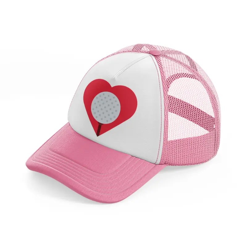 love golf ball-pink-and-white-trucker-hat