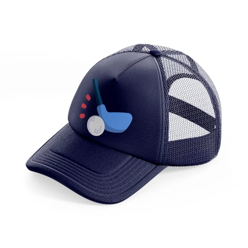 golf stick navy blue trucker hat