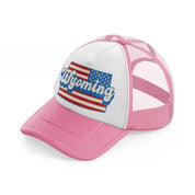 wyoming flag-pink-and-white-trucker-hat