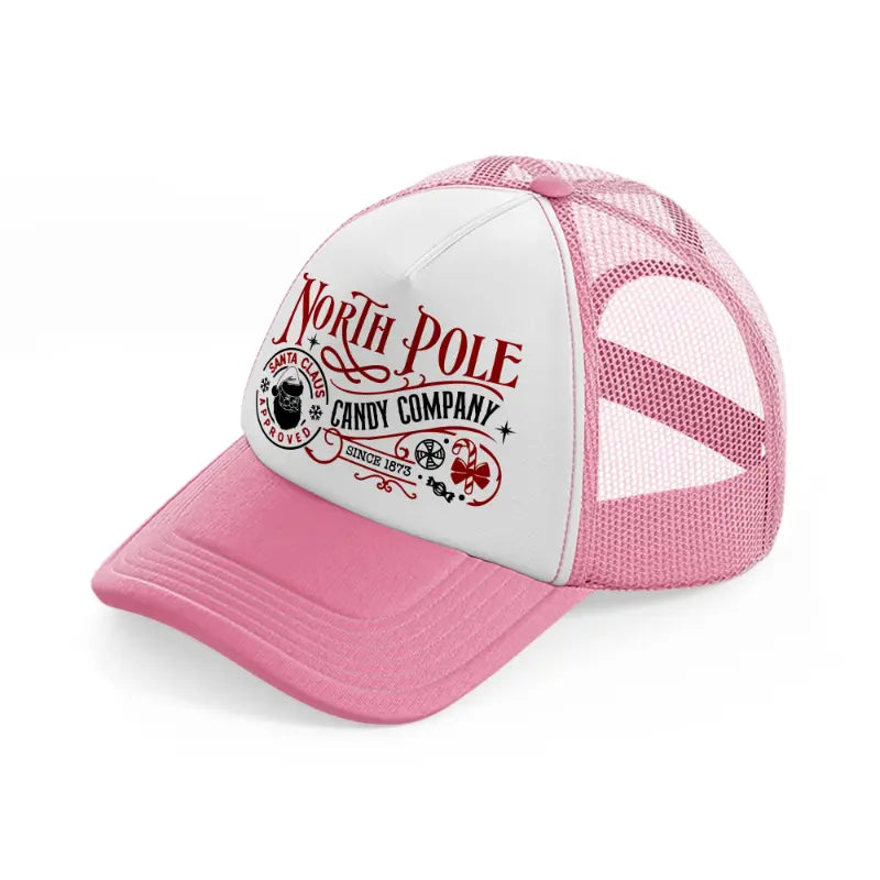 north pole candy company-pink-and-white-trucker-hat