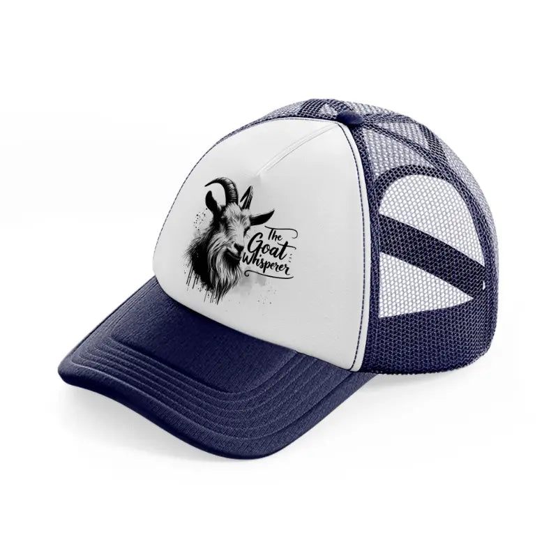 the goat whisper-navy-blue-and-white-trucker-hat