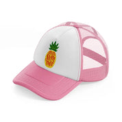 aloha summer pineapple-pink-and-white-trucker-hat
