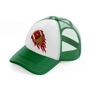 49ers american football ball on fire-green-and-white-trucker-hat