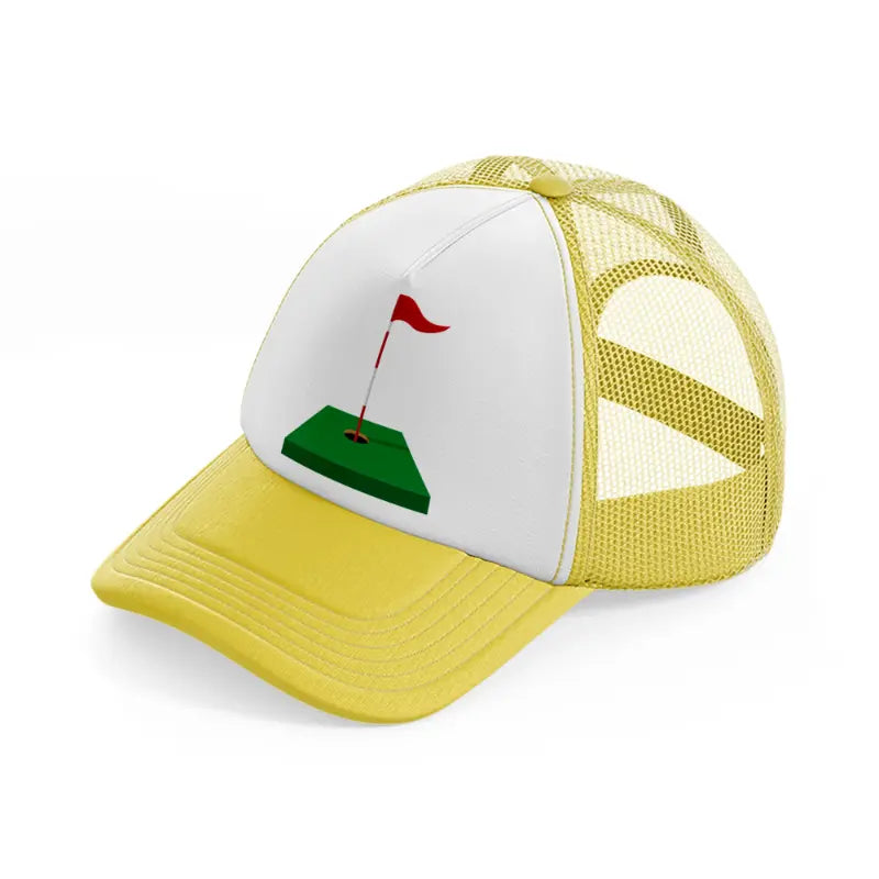 red flag cartoon-yellow-trucker-hat