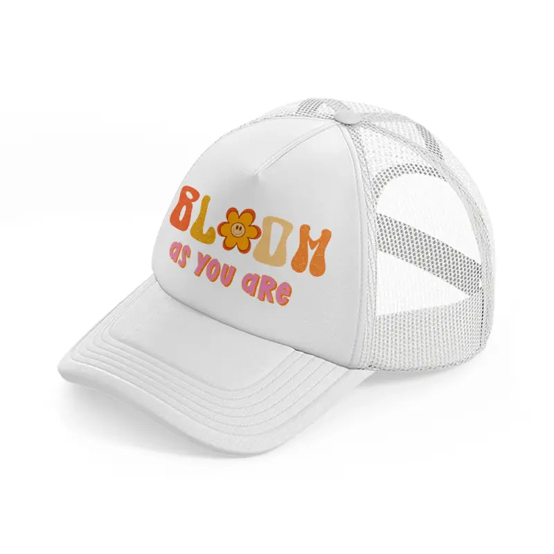 hippiehappy3 white trucker hat