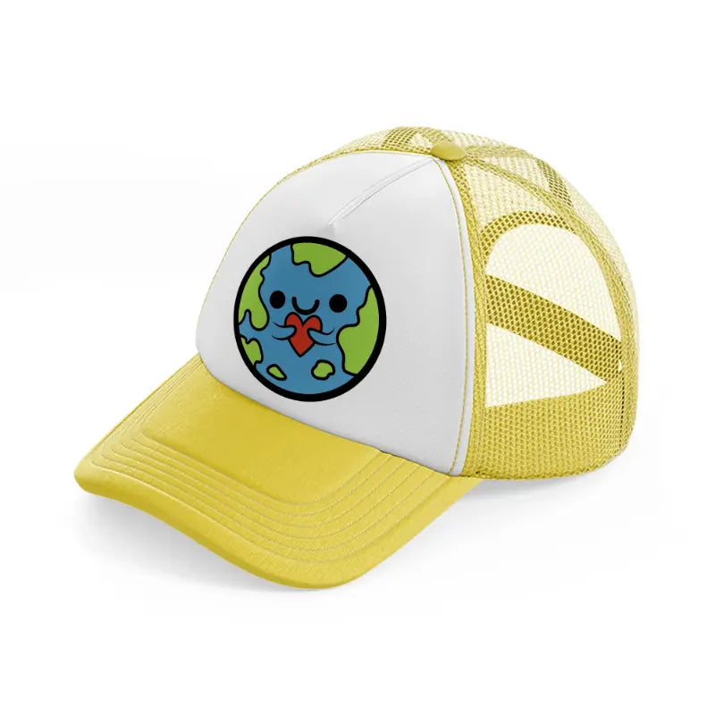 earth love-yellow-trucker-hat