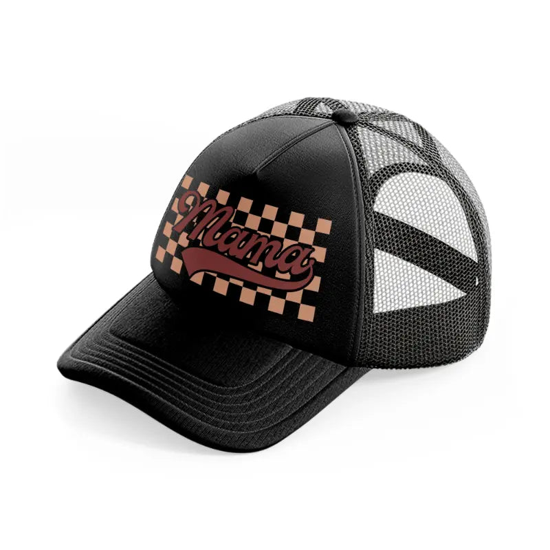 mama ceckerboard pink-black-trucker-hat