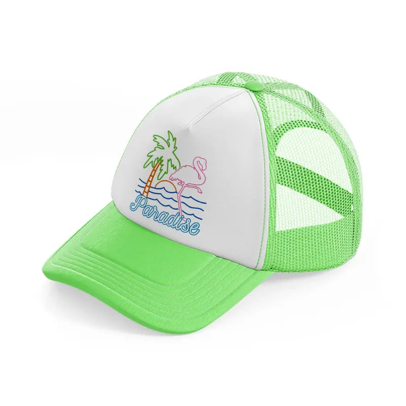 h210805 17 flamingo paradise vintage 80s lime green trucker hat