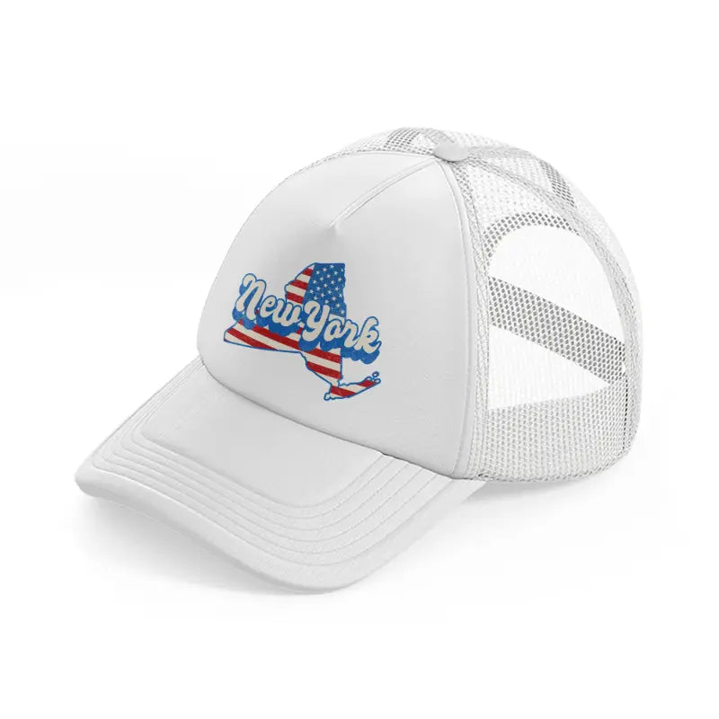 new york flag-white-trucker-hat