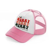 merry christmas-pink-and-white-trucker-hat