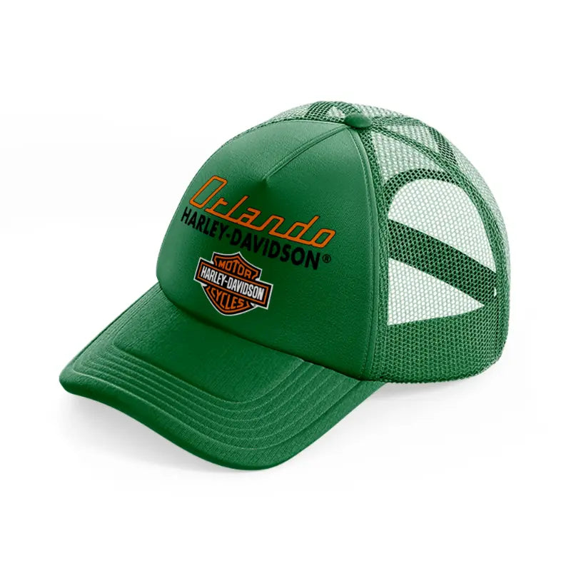 orlando harley-davidson motorcycles orange-green-trucker-hat