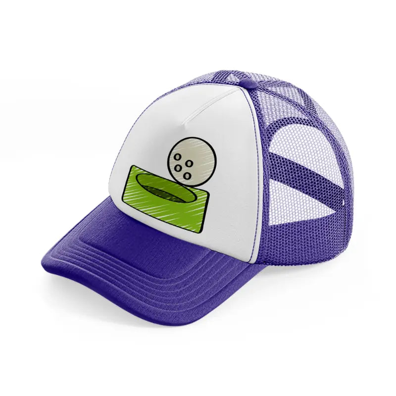 golf hole ball purple trucker hat