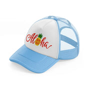 aloha summer sticker-sky-blue-trucker-hat