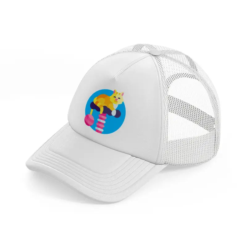 cat white trucker hat