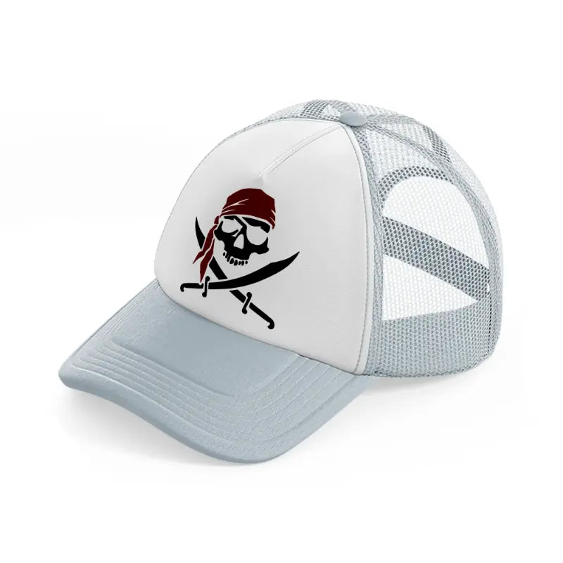 pirate symbol grey trucker hat