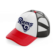 los angeles rams modern-red-and-black-trucker-hat