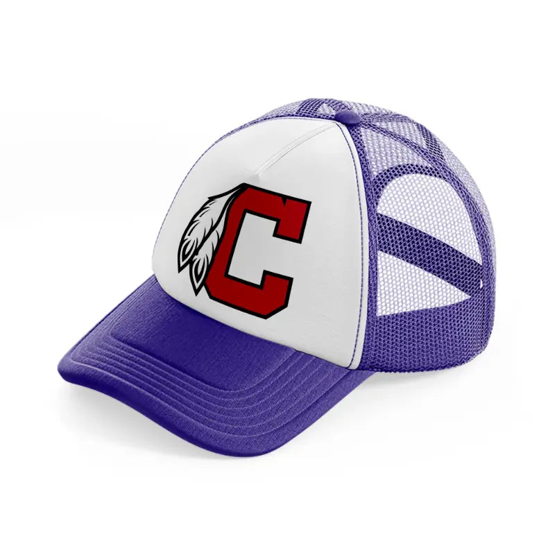 cleveland indians letter purple trucker hat