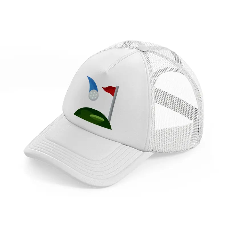 golfing cartoon white trucker hat