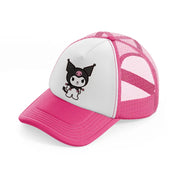 bat kitty smiling-neon-pink-trucker-hat