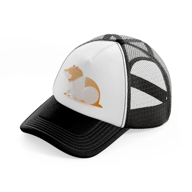 032 hamster black and white trucker hat