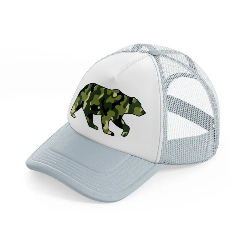 camo bear grey trucker hat