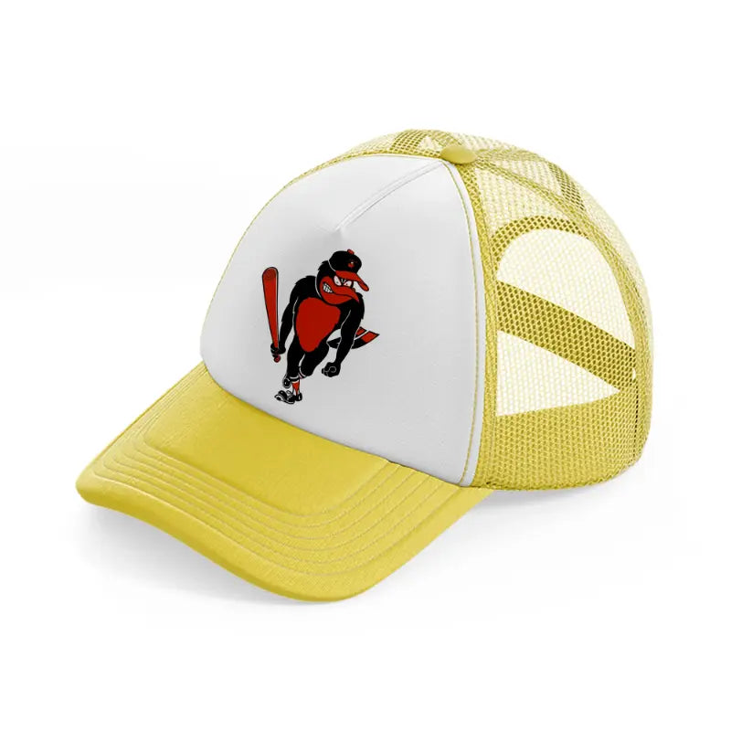 baltimore orioles angry yellow trucker hat