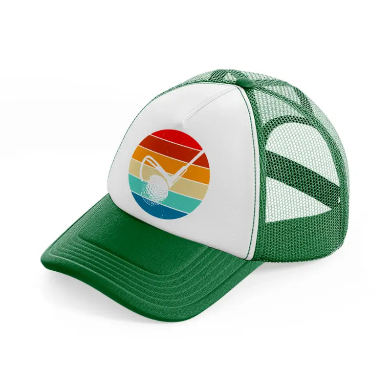 golf ball with stick retro-green-and-white-trucker-hat